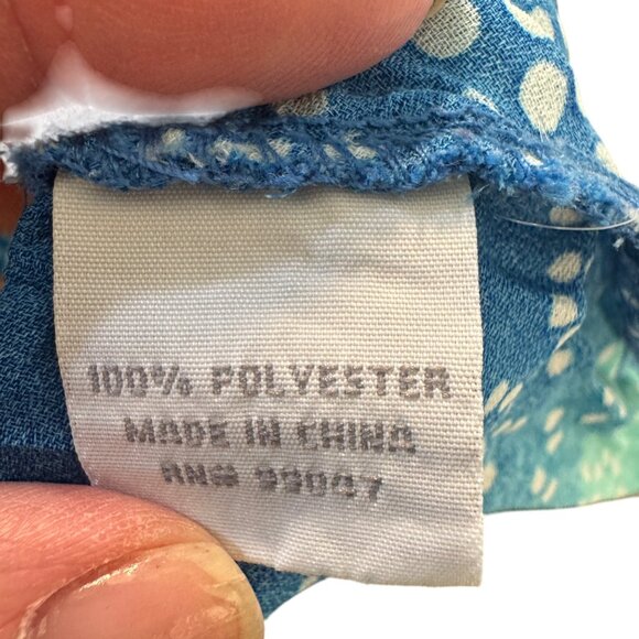 Dressbarn Woman Size 3x Blue & Green Swirl Polka Dot Sheer Blouse Lightweight - Picture 6 of 7